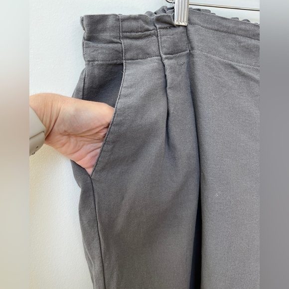 ELLEN TRACY Linen Rayon Blend Grey Wide Leg Cropped Pants Coastal Neutral Summer - Picture 5 of 13
